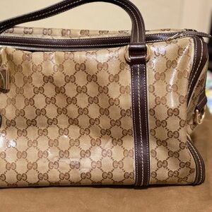 Gucci Beige and Dark Brown Monogram Travel Bag